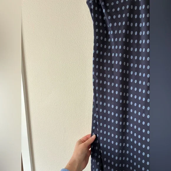 Rachel Comey Wren Satin Polka Dot Navy Blue Slip MIdi Spring Dress Size 8 - Picture 8 of 11